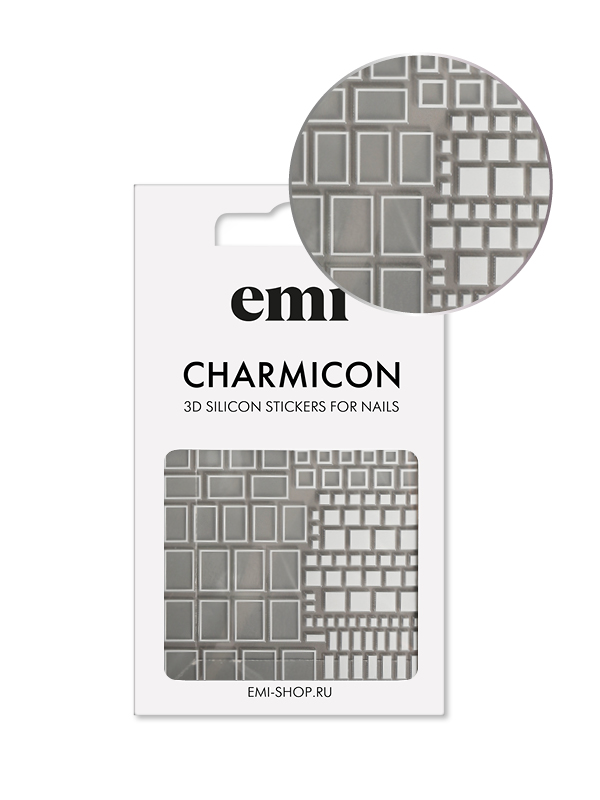 картинка Наклейки для ногтей Charmicon 3D Silicone Stickers №161 Квадраты белые E.mi от магазина Каприз
