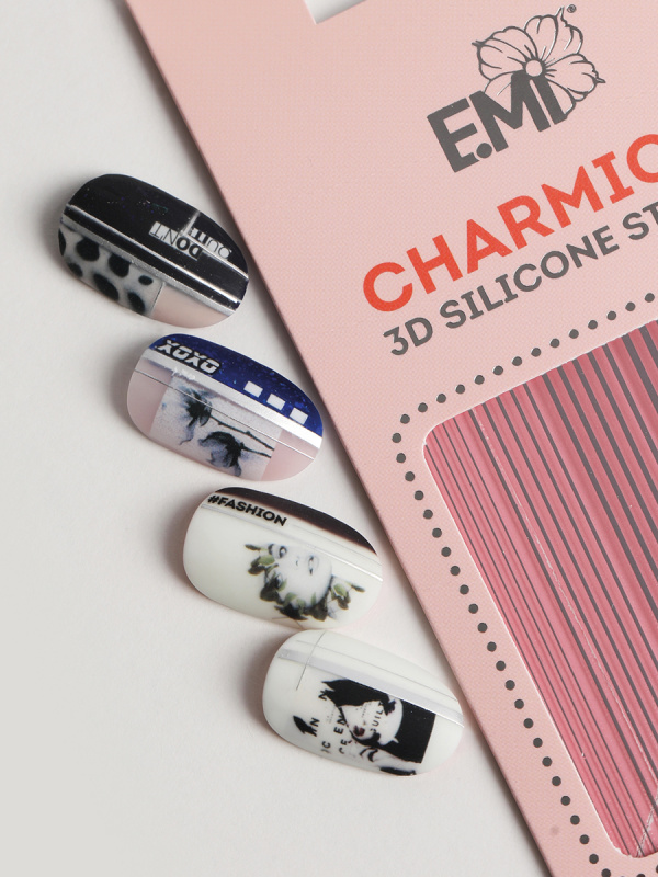 картинка Наклейки для ногтей Charmicon 3D Silicone Stickers №118 Линии серебро E.mi от магазина Каприз
