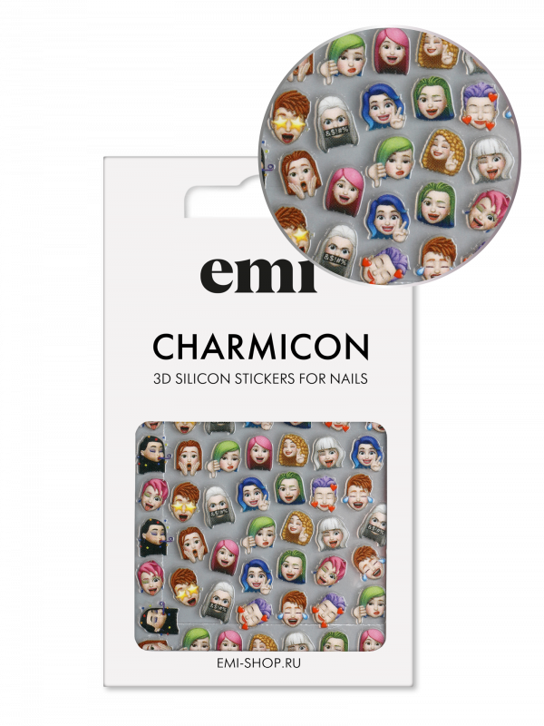 картинка Наклейки для ногтей Charmicon 3D Silicone Stickers №203 Эмоджи E.mi от магазина Каприз